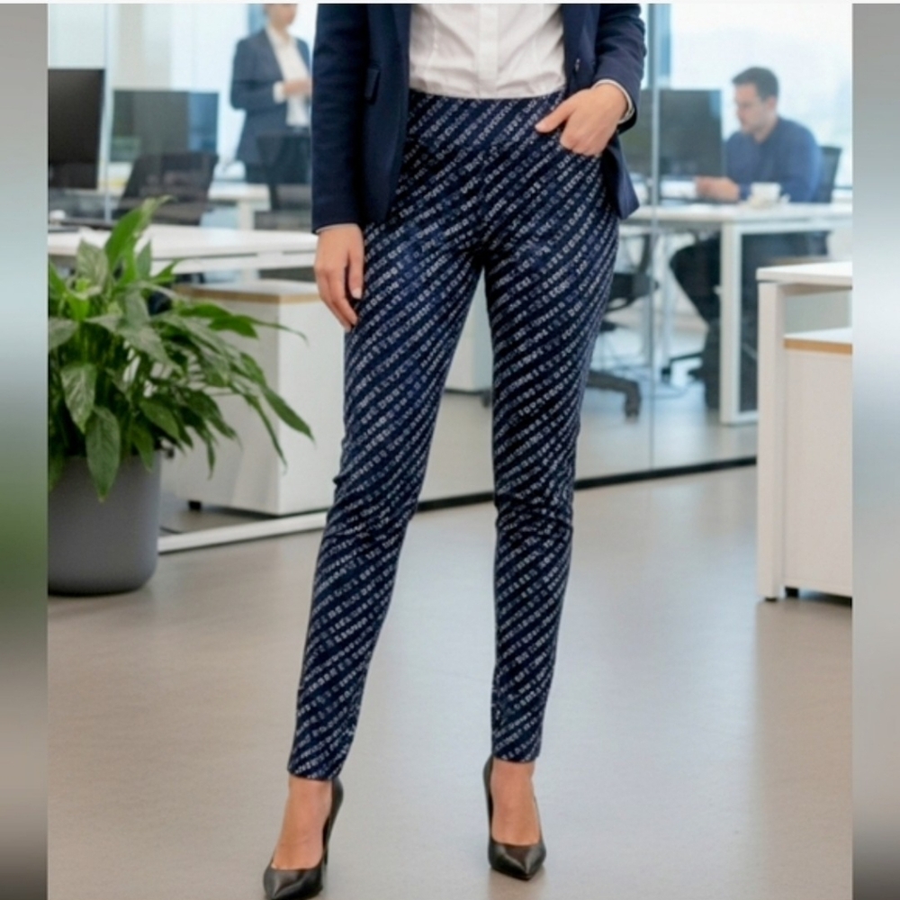 Slim Factor by Investment blue ankle career office pants Womens Size Medium